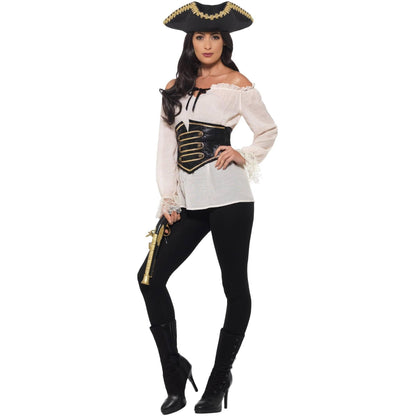 White - Back - Smiffys Womens-Ladies Deluxe Pirate Costume Dress