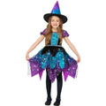 Black-Turquoise-Purple - Back - Smiffys Girls Deluxe Moon & Stars Light Up Witch Costume