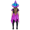 Black-Turquoise-Purple - Side - Smiffys Girls Deluxe Moon & Stars Light Up Witch Costume
