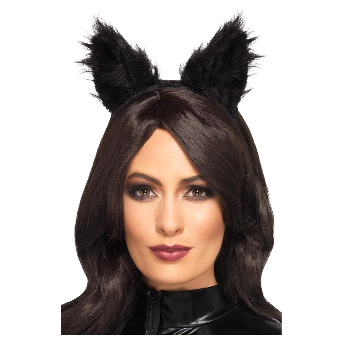 Black - Front - Smiffys Cat Ears Long Pile Fur Headband