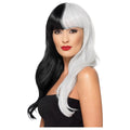 Black-Grey - Front - Smiffys Womens-Ladies Deluxe Two Tone Fringe Wig