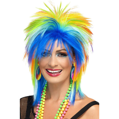 Multicoloured - Back - Smiffys Womens-Ladies 1980s Punk Wig