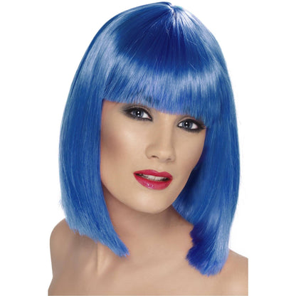 Blue - Back - Smiffys Womens-Ladies Glam Wig