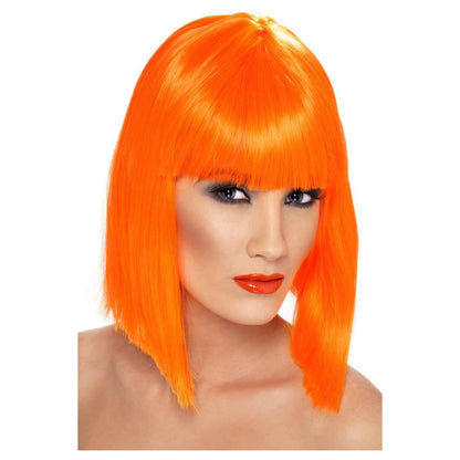 Neon Orange - Front - Smiffys Womens-Ladies Glam Wig