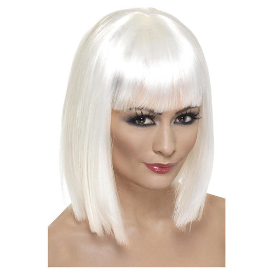 White - Front - Smiffys Womens-Ladies Glam Wig