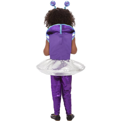Purple-Blue-Silver - Side - Smiffys Girls Alien Costume Set