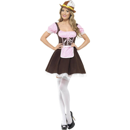 Brown - Back - Smiffys Womens-Ladies Tavern Costume Dress