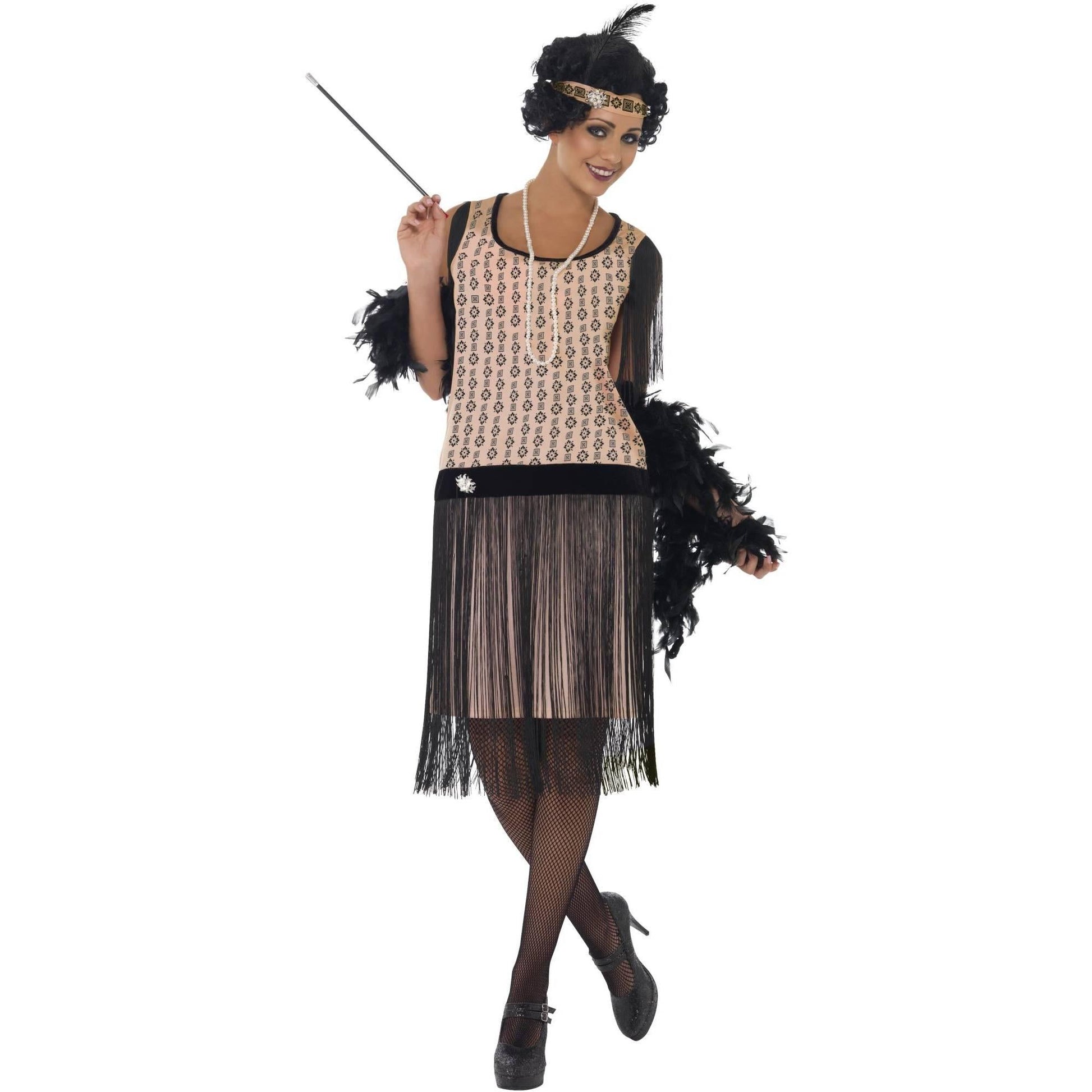 Pink-Black - Back - Smiffys Womens-Ladies 20s Coco Flapper Costume