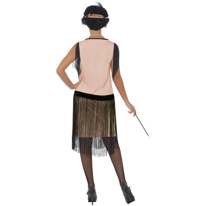 Pink-Black - Side - Smiffys Womens-Ladies 20s Coco Flapper Costume