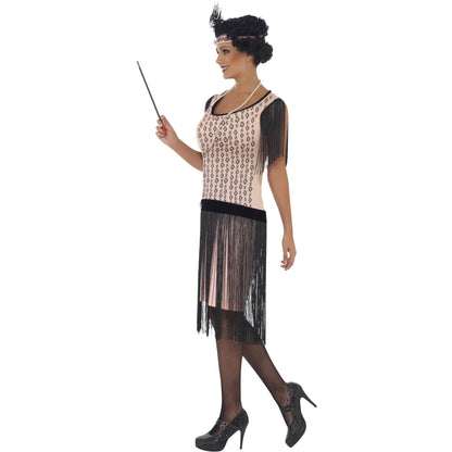 Pink-Black - Lifestyle - Smiffys Womens-Ladies 20s Coco Flapper Costume