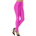 Neon Pink - Back - Smiffys Womens-Ladies 80s Disco Spandex Leggings