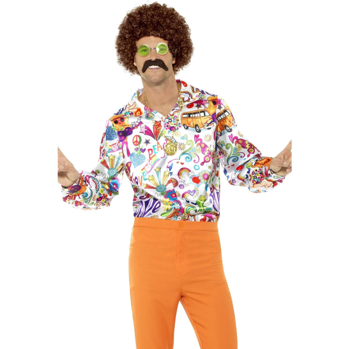 Multicoloured - Back - Smiffys Mens 60s Groovy Shirt