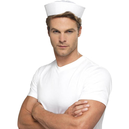 White - Back - Smiffys Doughboy US Sailor Costume Hat