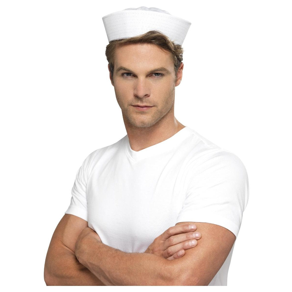 White - Front - Smiffys Doughboy US Sailor Costume Hat