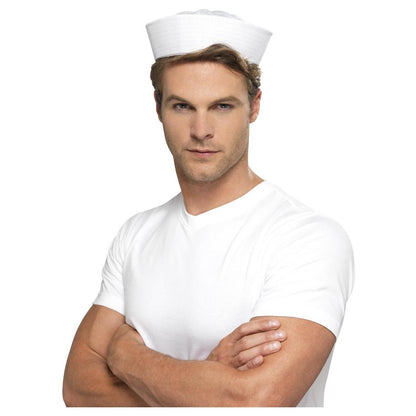White - Front - Smiffys Doughboy US Sailor Costume Hat