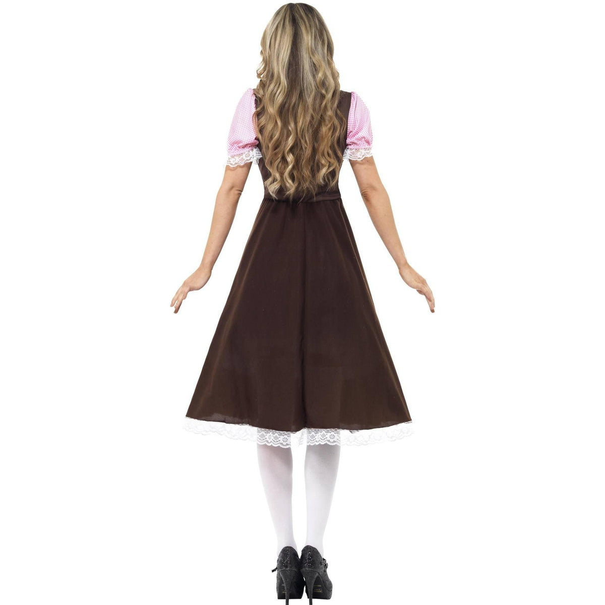 Brown-Pink - Side - Smiffys Womens-Ladies Tavern Long Costume Dress