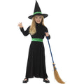 Black - Back - Smiffys Girls Wicked Witch Costume Set