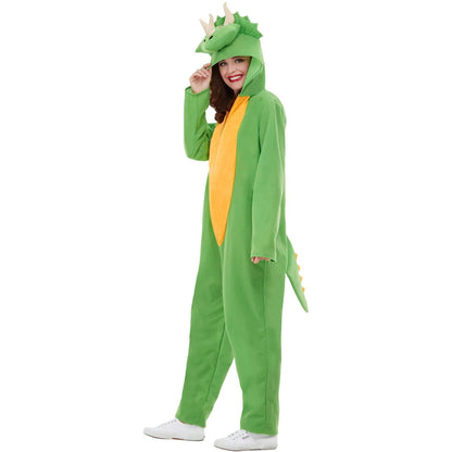 Green-Yellow - Lifestyle - Smiffys Unisex Adult Dinosaur Costume Jumpsuit