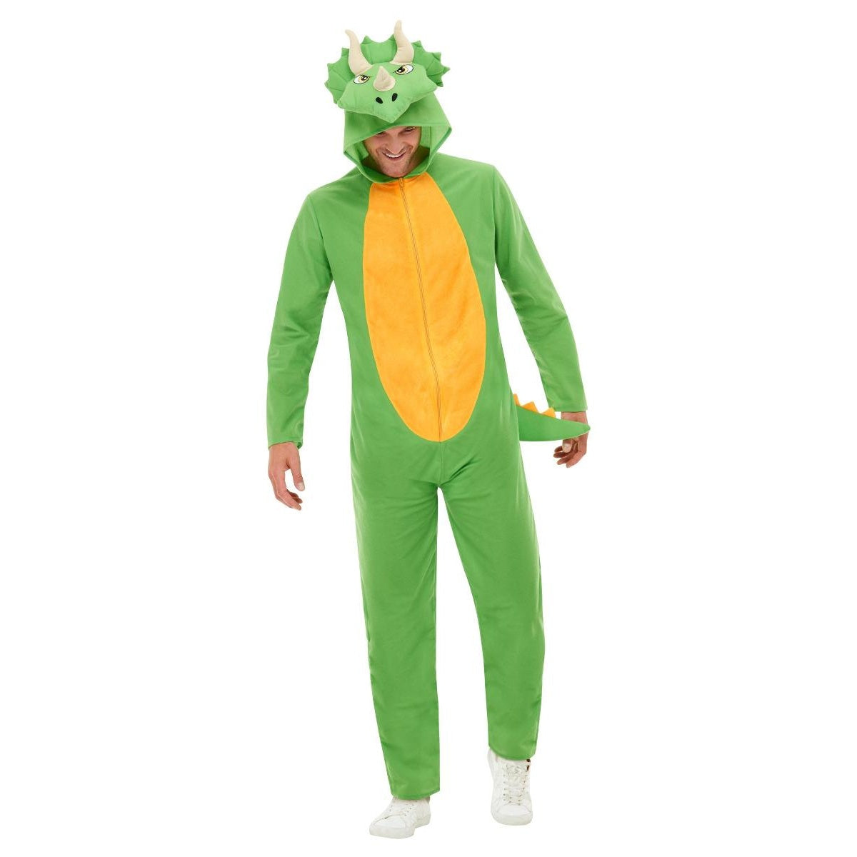 Green-Yellow - Front - Smiffys Unisex Adult Dinosaur Costume Jumpsuit