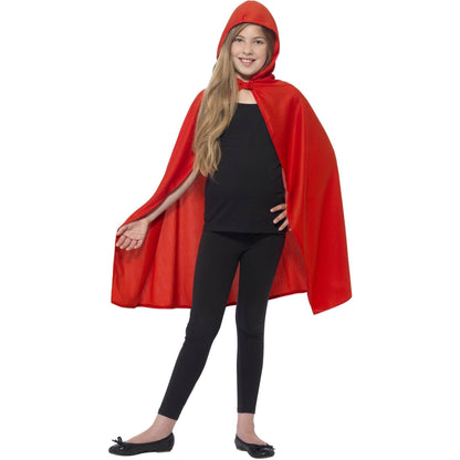 Red - Back - Smiffys Childrens-Kids Hooded Cape