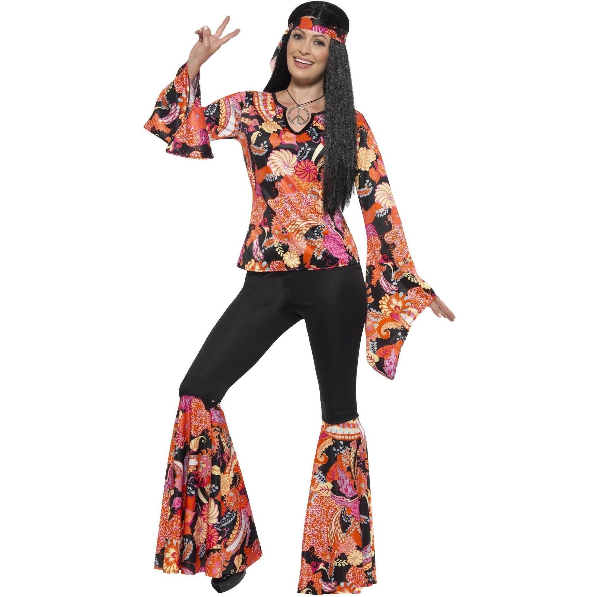 Multicoloured - Back - Smiffys Womens-Ladies Willow The Hippie Costume Set