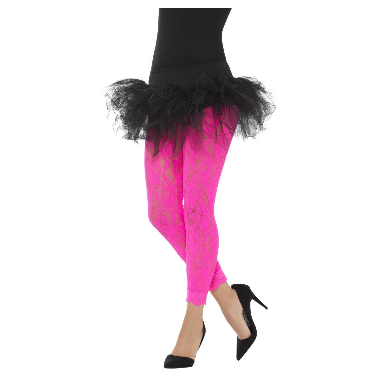 Neon Pink - Front - Smiffys Womens-Ladies 80s Lace Leggings