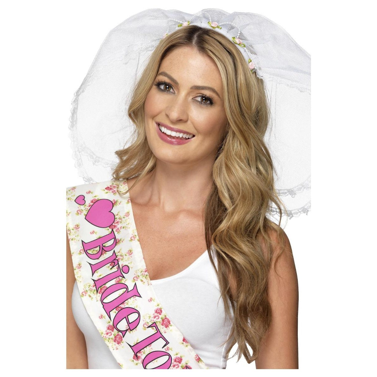 White - Front - Smiffys Hen Night Headband & Veil