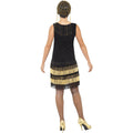 Black-Gold - Side - Smiffys Womens-Ladies 1920s Flapper Costume Dress