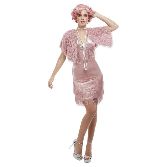 Pink - Front - Smiffys Womens-Ladies Deluxe 20s Vintage Flapper Costume Set