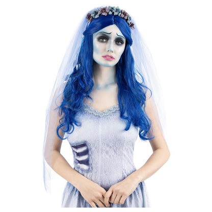 Blue - Front - Corpse Bride Womens-Ladies Emily Wig