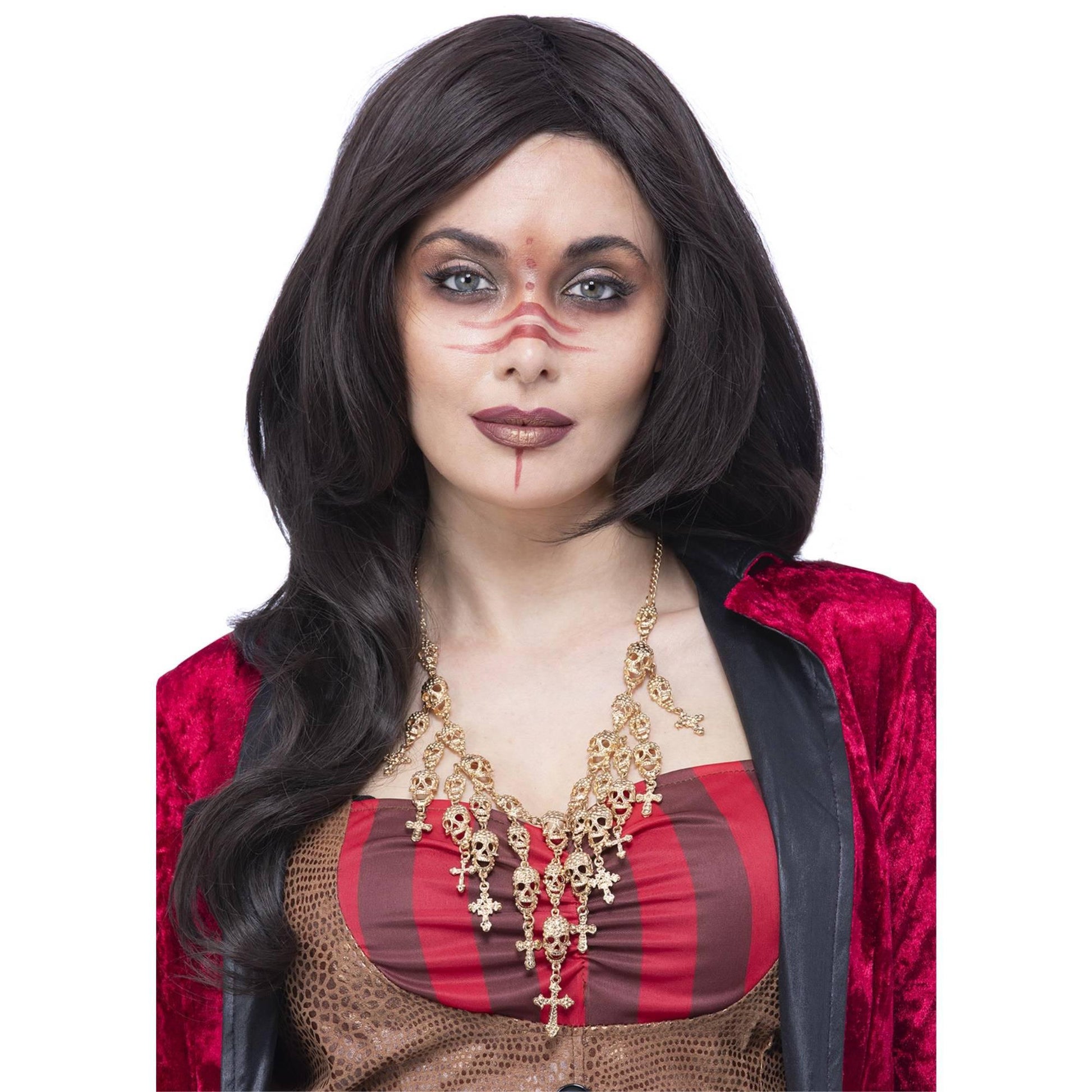 Bronze - Back - Smiffys Deluxe Metal Voodoo Skull Costume Necklace