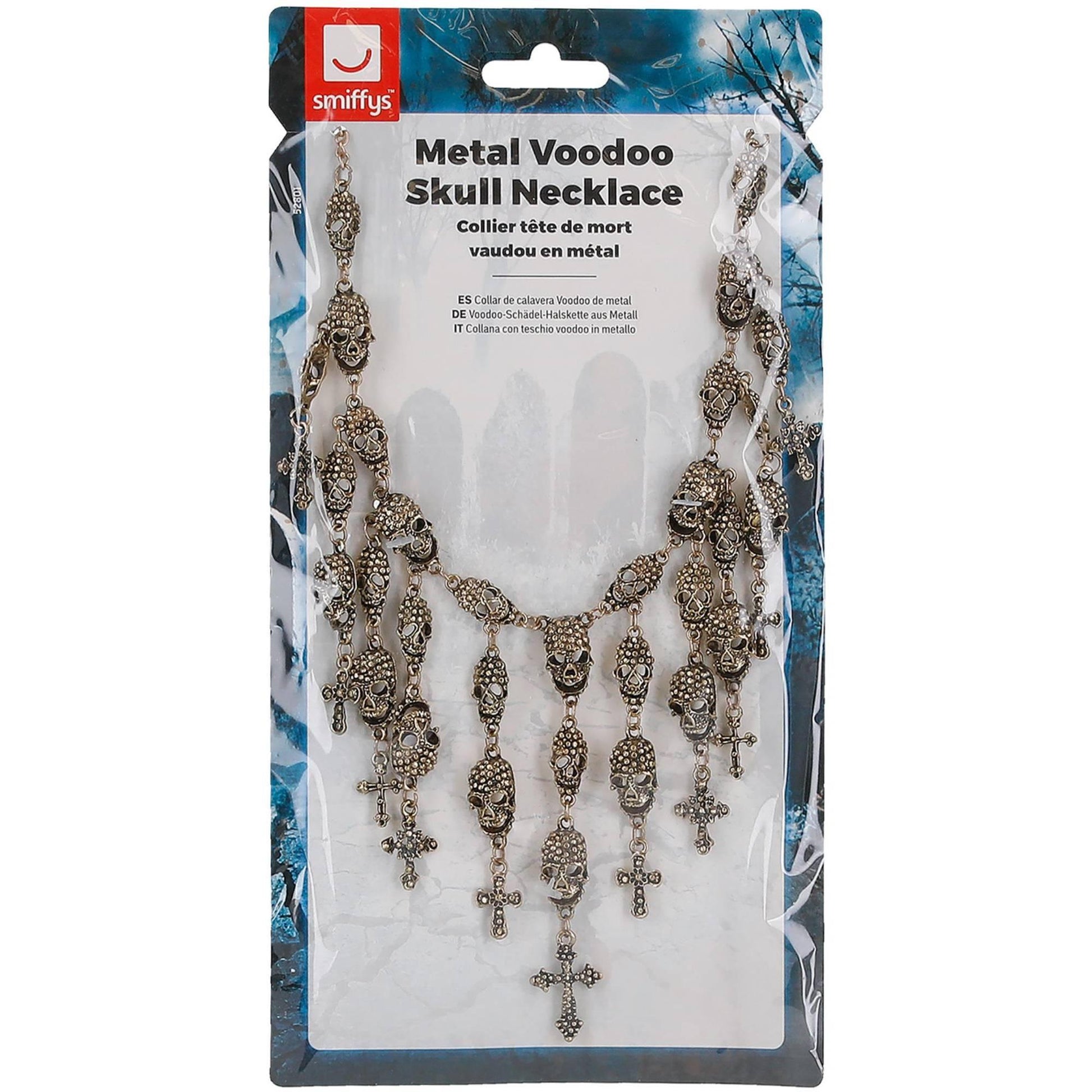 Bronze - Side - Smiffys Deluxe Metal Voodoo Skull Costume Necklace