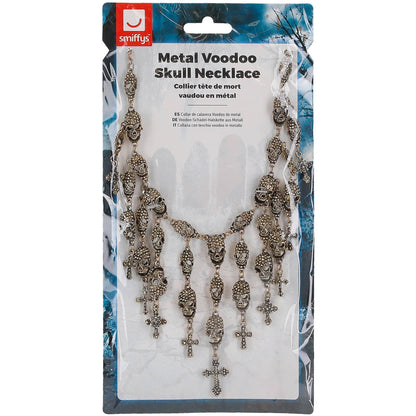 Bronze - Side - Smiffys Deluxe Metal Voodoo Skull Costume Necklace