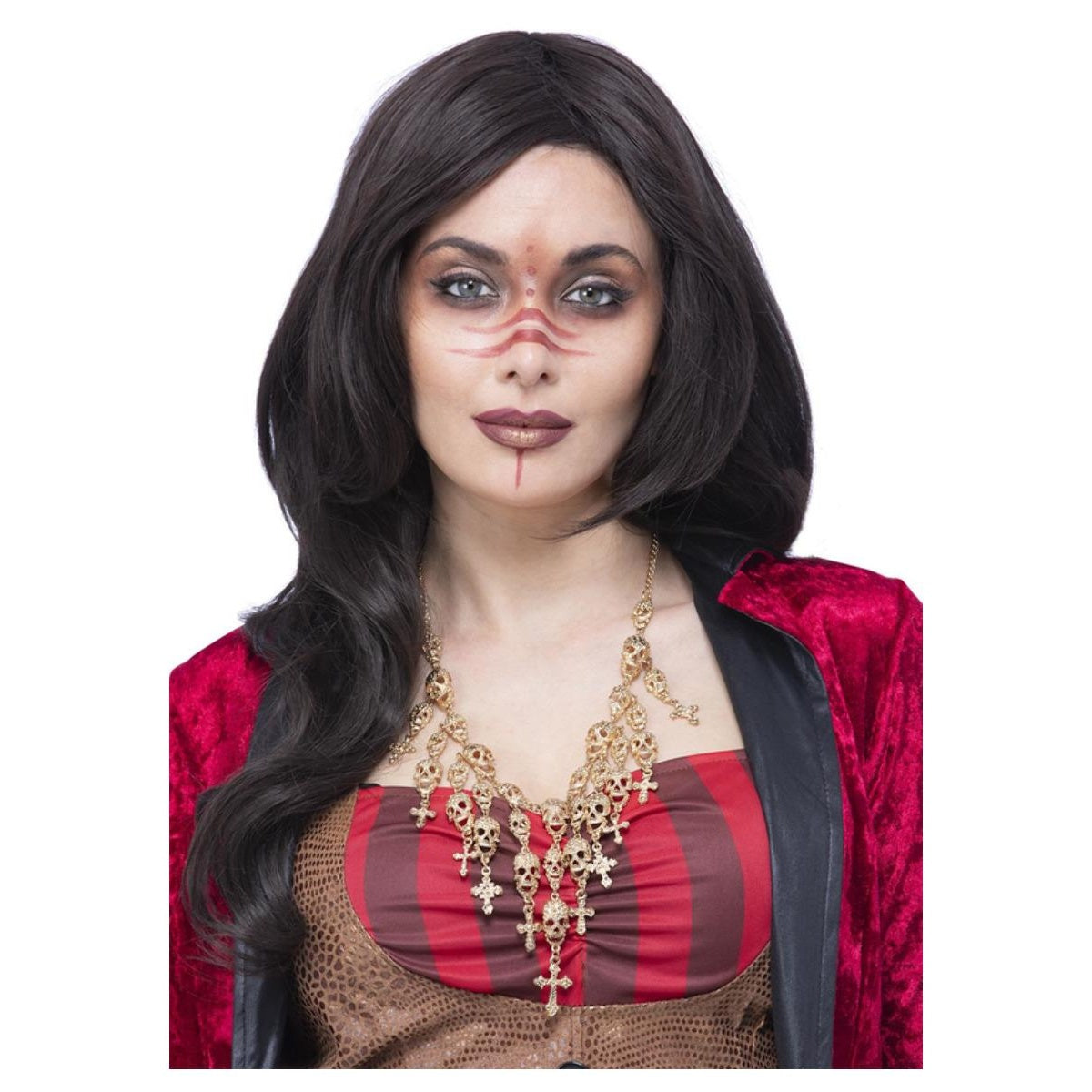 Bronze - Front - Smiffys Deluxe Metal Voodoo Skull Costume Necklace