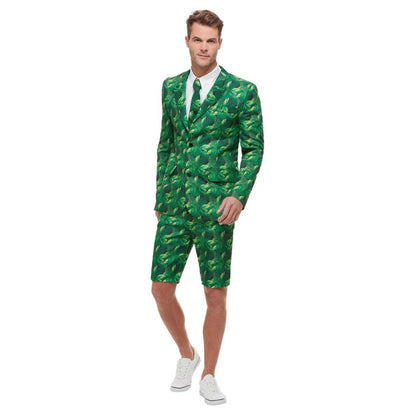 Green - Front - Smiffys Mens Palm Print Costume Suit Set