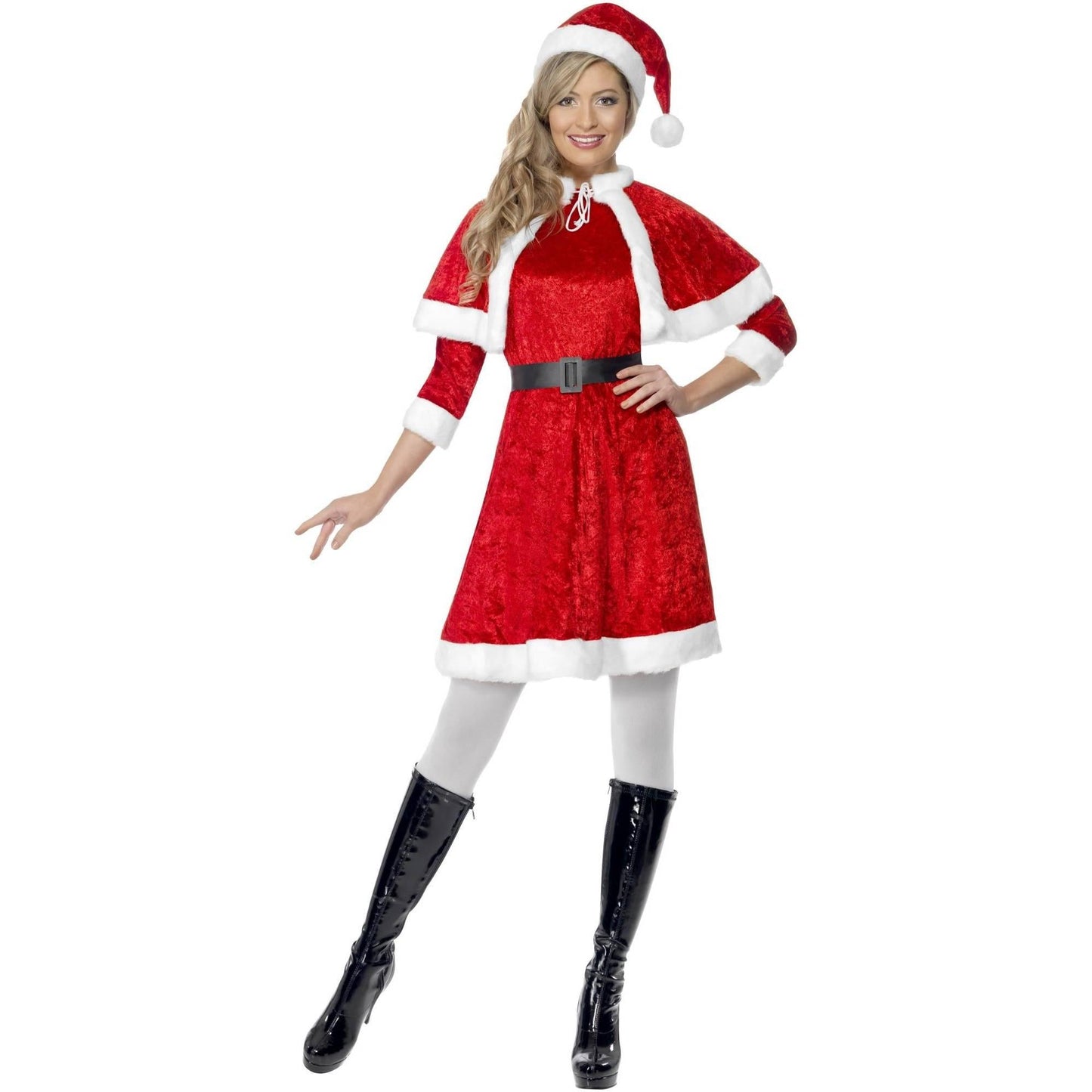 Red-White - Back - Smiffys Womens-Ladies Miss Santa Christmas Costume Set