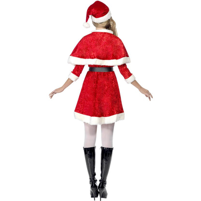 Red-White - Side - Smiffys Womens-Ladies Miss Santa Christmas Costume Set