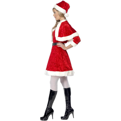 Red-White - Lifestyle - Smiffys Womens-Ladies Miss Santa Christmas Costume Set