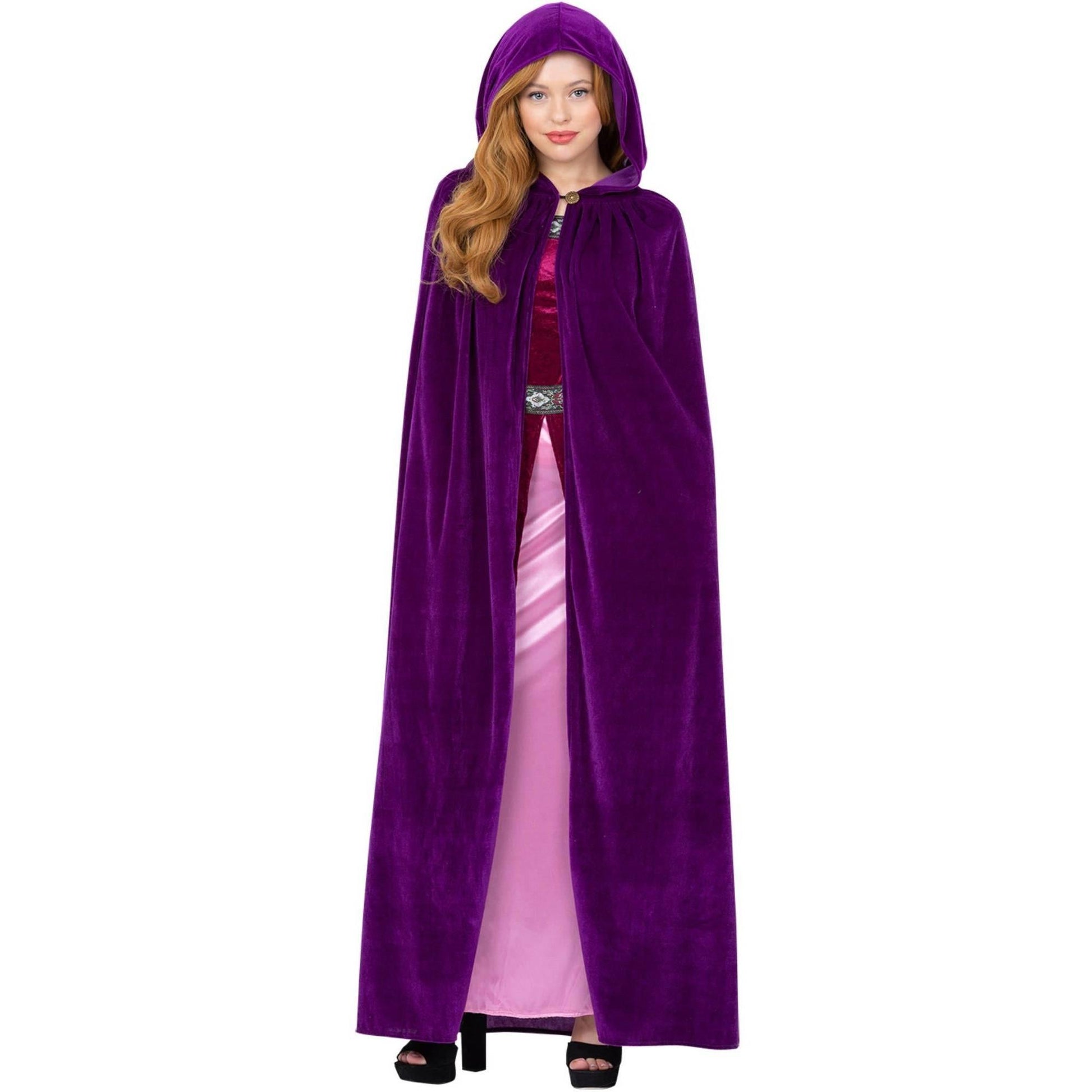 Amethyst Purple - Back - Smiffys Womens-Ladies Deluxe Cloak