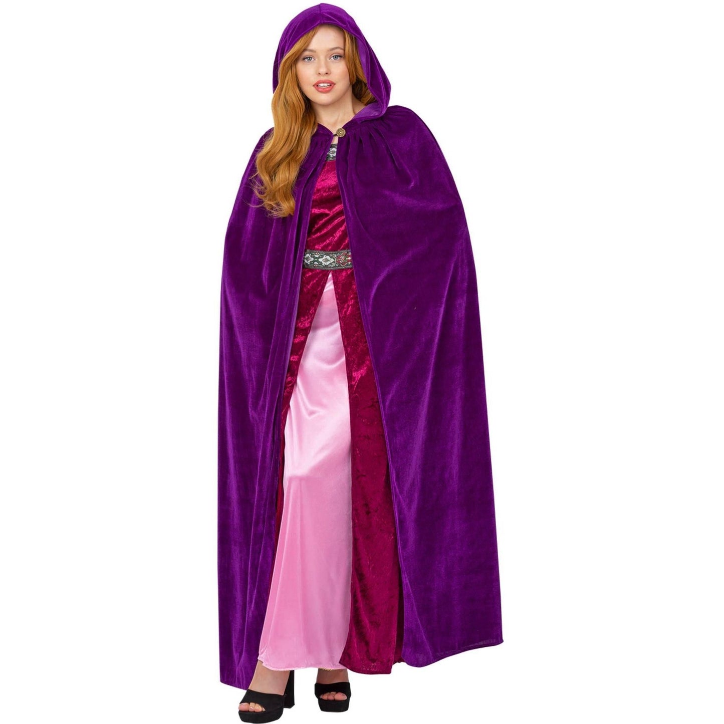 Amethyst Purple - Side - Smiffys Womens-Ladies Deluxe Cloak