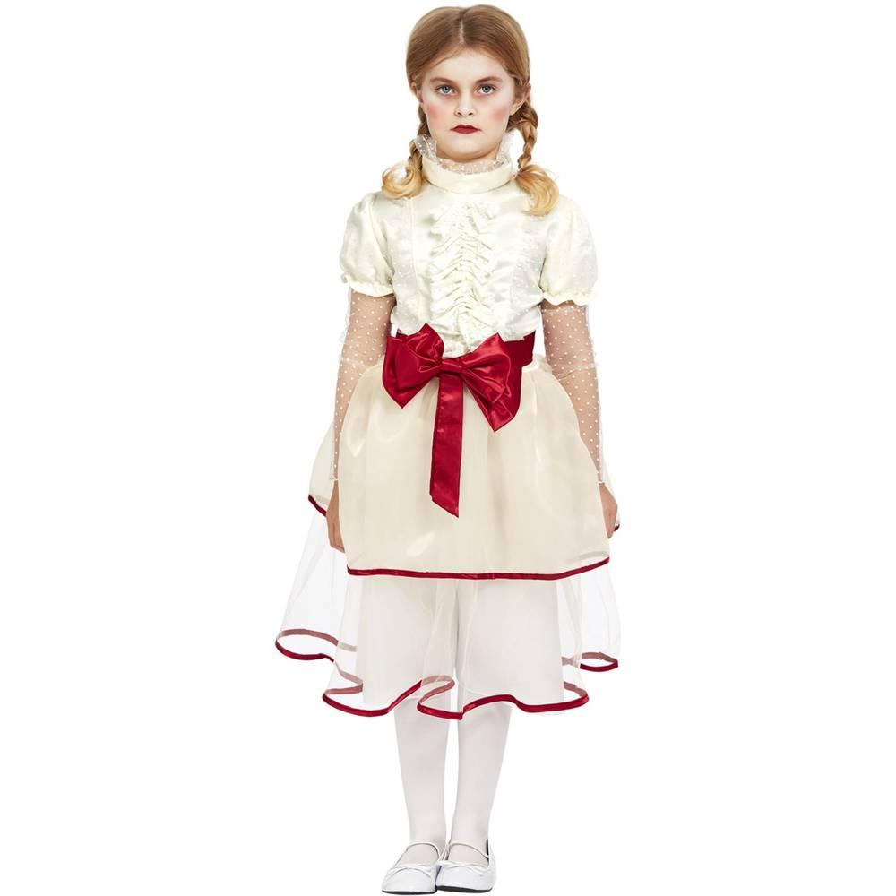 White-Red - Back - Smiffys Childrens-Kids Porcelain Doll Costume Set