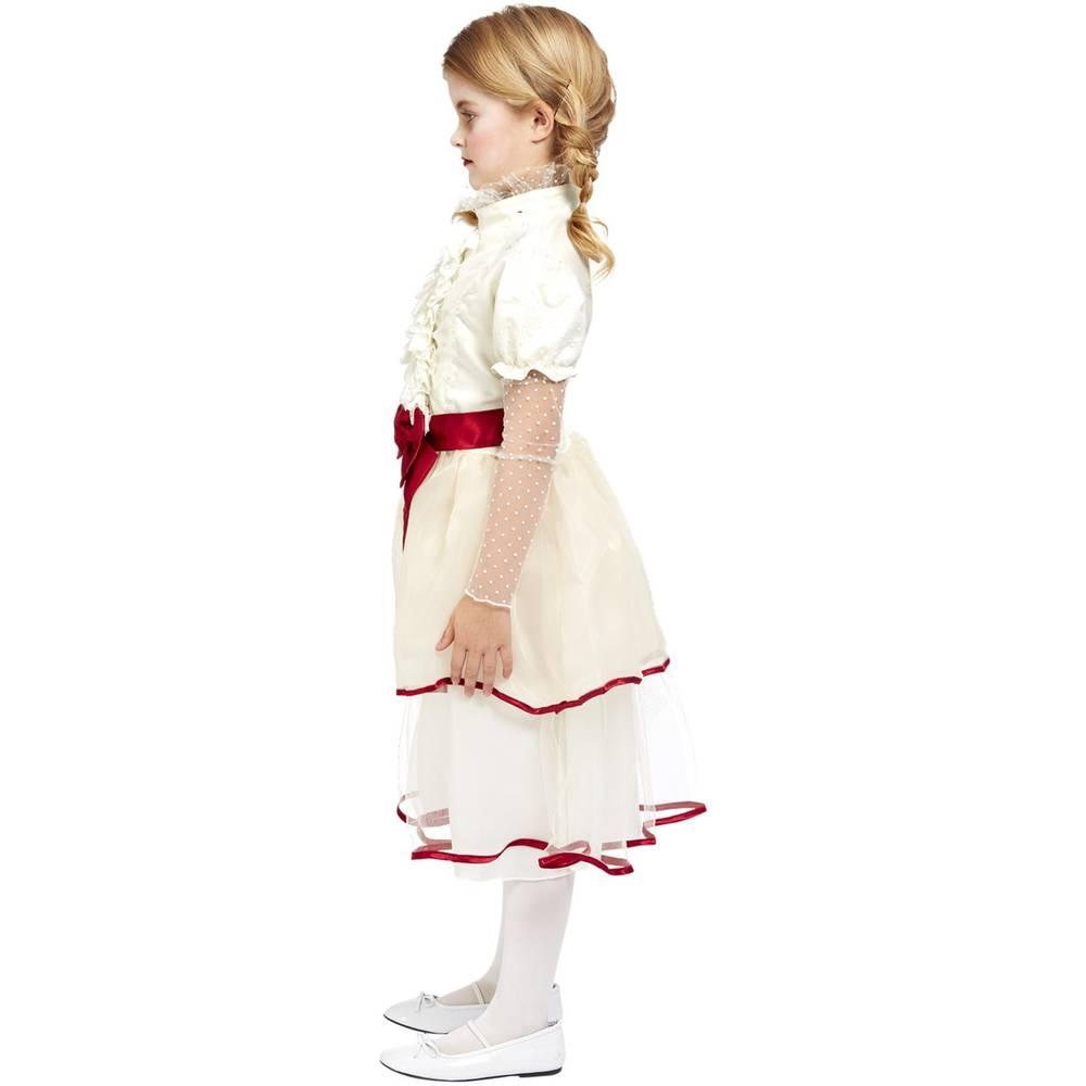 White-Red - Lifestyle - Smiffys Childrens-Kids Porcelain Doll Costume Set