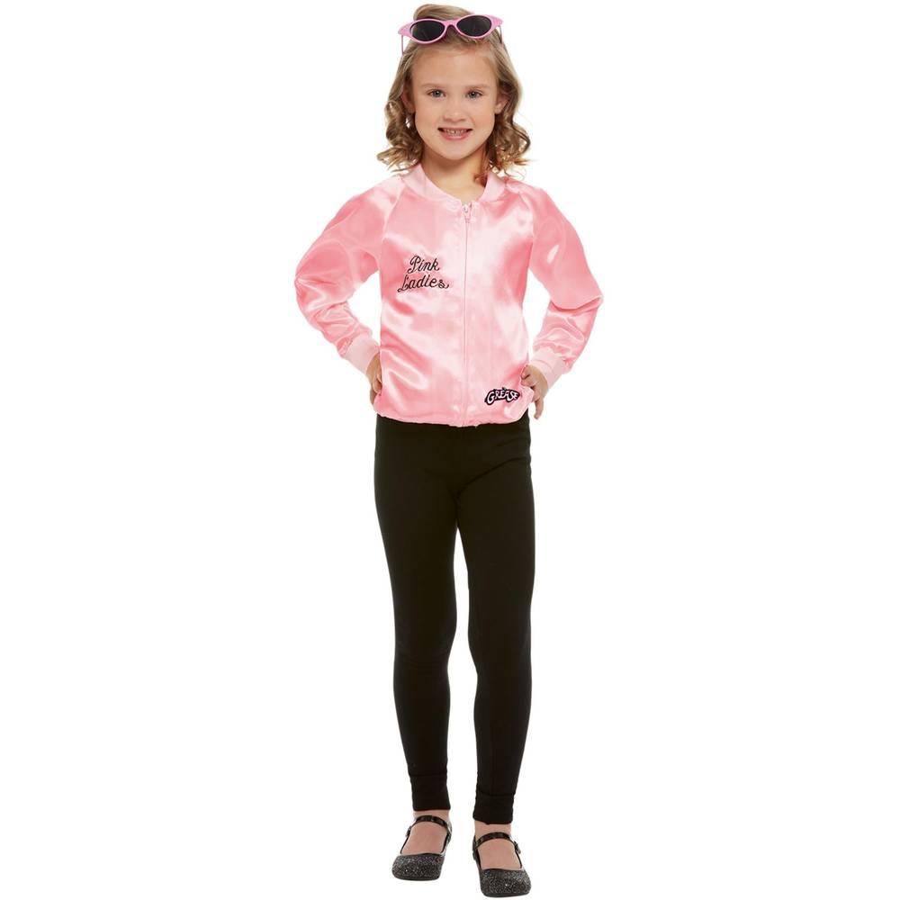 Pink - Back - Grease Childrens-Kids Pink Ladies Jacket