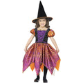 Black-Orange-Purple - Back - Smiffys Girls Witch Moon & Stars Costume Set