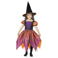 Black-Orange-Purple - Front - Smiffys Girls Witch Moon & Stars Costume Set