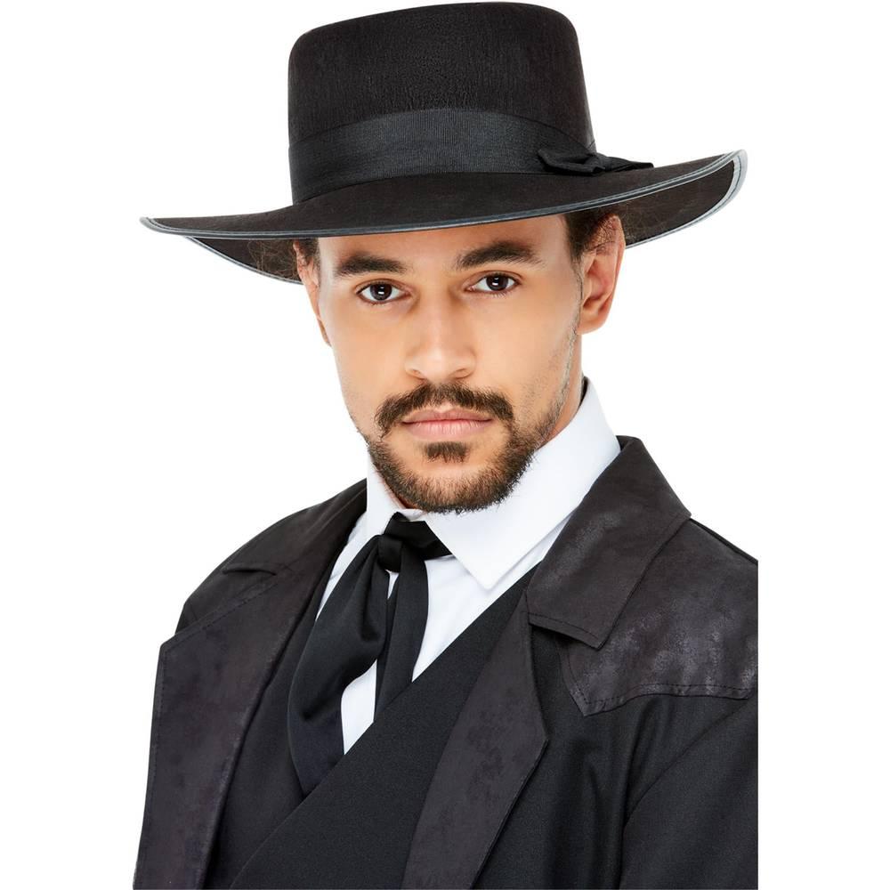 Black - Back - Smiffys Mens 20s Wide Brim Fedora