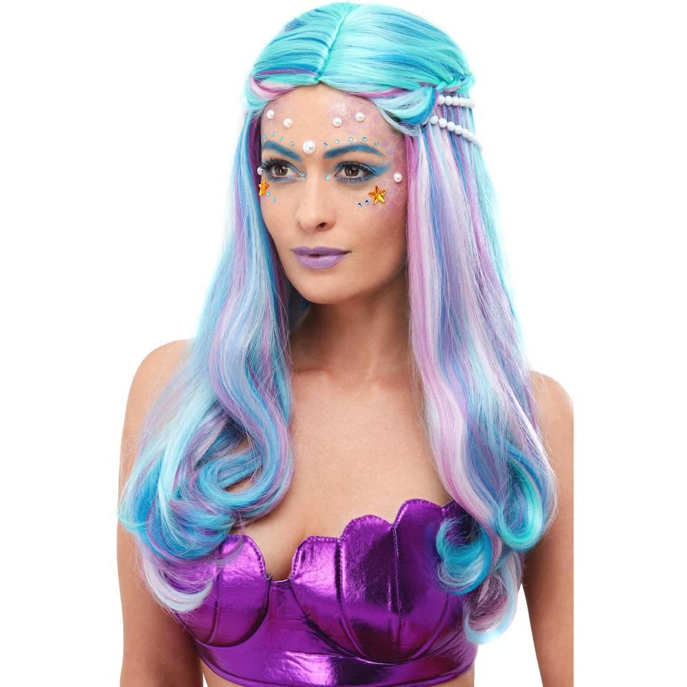Blue-Pink - Back - Smiffys Womens-Ladies Mermaid Wig