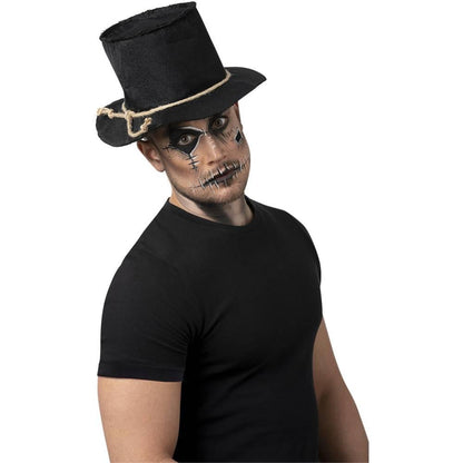 Black - Back - Smiffys Unisex Adult Scarecrow Burlap Top Hat