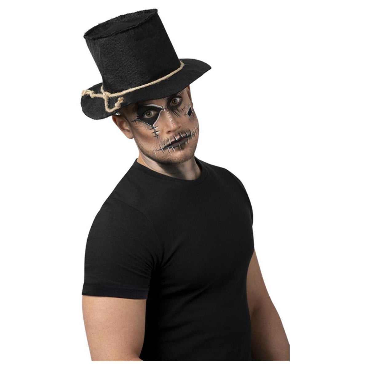 Black - Front - Smiffys Unisex Adult Scarecrow Burlap Top Hat