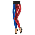 Metallic Blue-Metallic Red - Front - Smiffys Womens-Ladies Jester Metallic Leggings